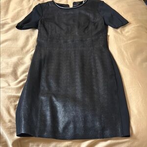 Elie Tahari Emily Short Sleeve leather Front Dress